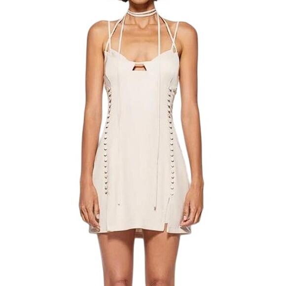 JONATHAN SIMKHAI Women's Eilish Mini Dress Size 12 In Biscotti - Picture 2 of 16